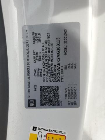 2021 CHEVROLET SILVERADO C1500 3GCNWAEK2MG388113