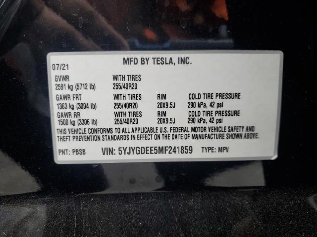 2021 TESLA MODEL Y - 5YJYGDEE5MF241859
