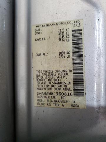 2019 NISSAN MAXIMA S 1N4AA6AV6KC360816