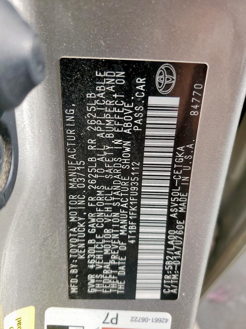 2015 TOYOTA CAMRY LE - 4T1BF1FK1FU935112