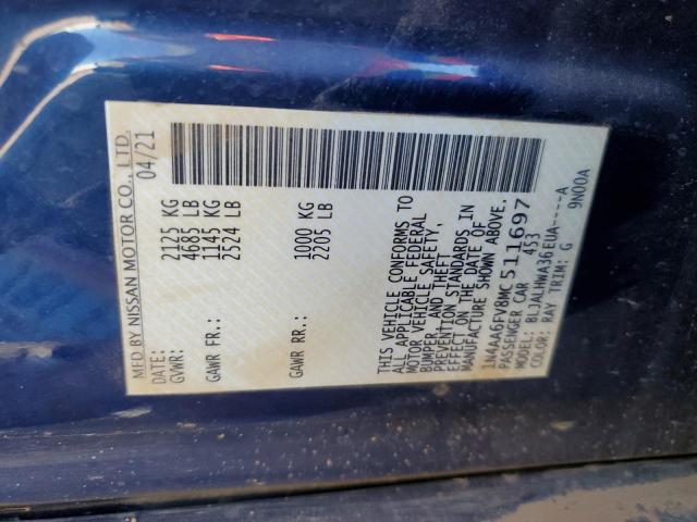 2021 NISSAN MAXIMA PLA - 1N4AA6FV8MC511697