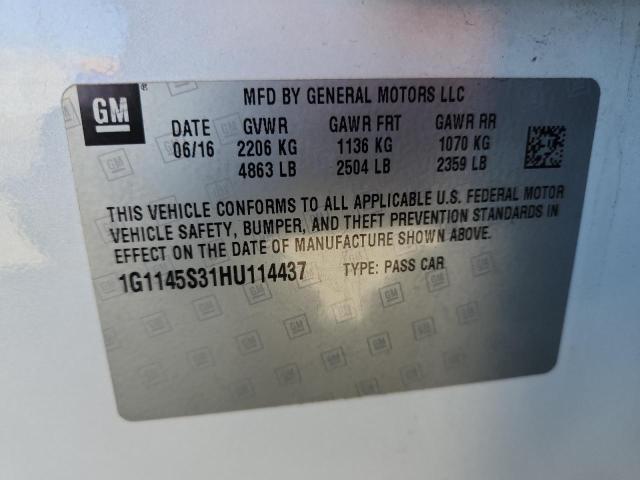 2017 CHEVROLET IMPALA PRE - 1G1145S31HU114437