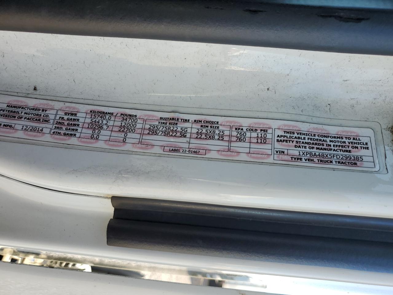 Lot #3312684158 2015 PETERBILT 579