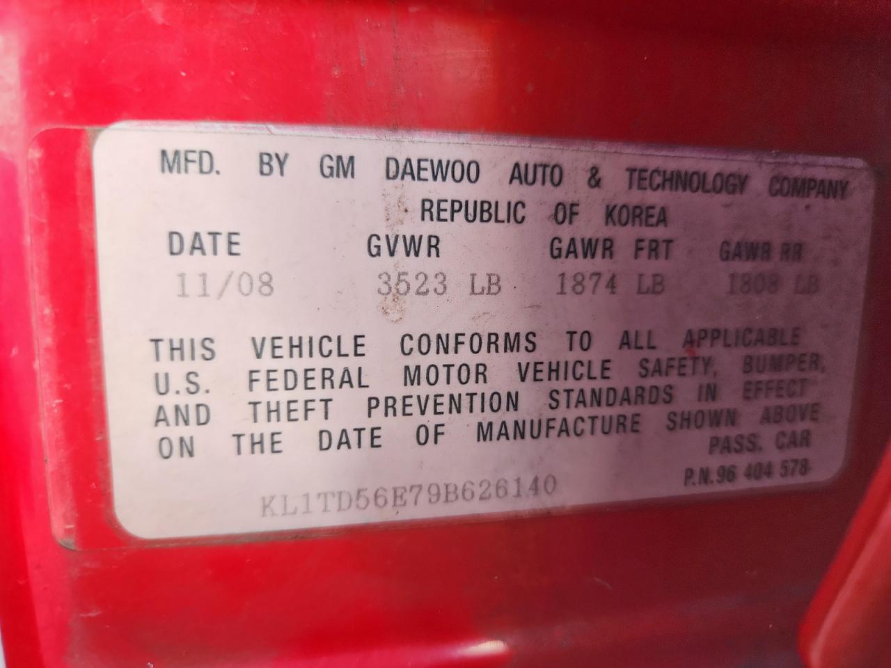 Lot #3290351767 2009 CHEVROLET AVEO LS