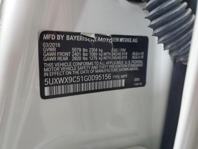 2016 BMW X3 XDRIVE2 5UXWX9C51G0D95156