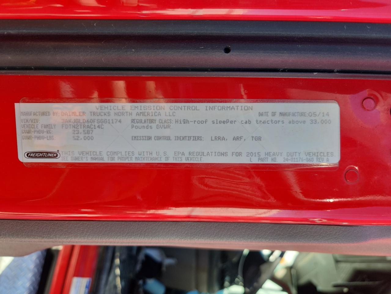 Lot #3268357272 2015 FREIGHTLINER CASCADIA