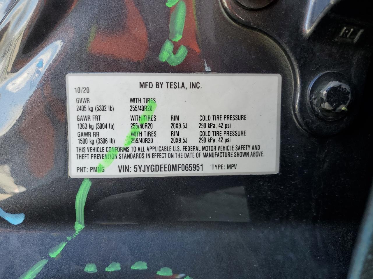 Lot #3301732329 2021 TESLA MODEL Y