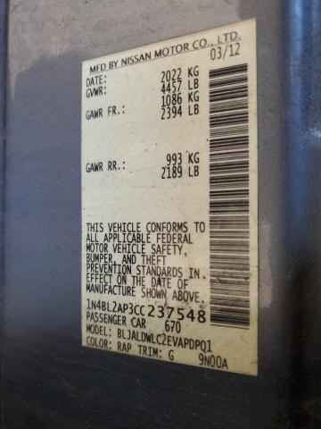 2012 NISSAN ALTIMA SR #3291332138