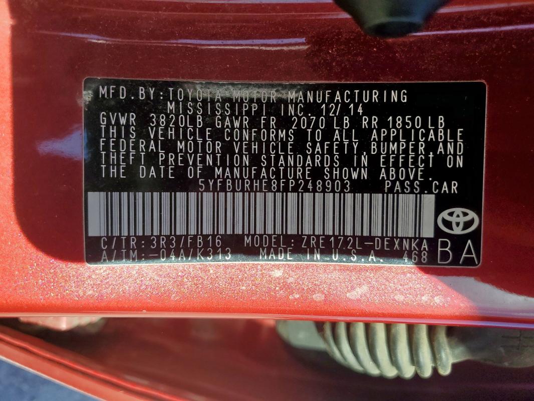 2015 TOYOTA COROLLA L - 5YFBURHE8FP248903