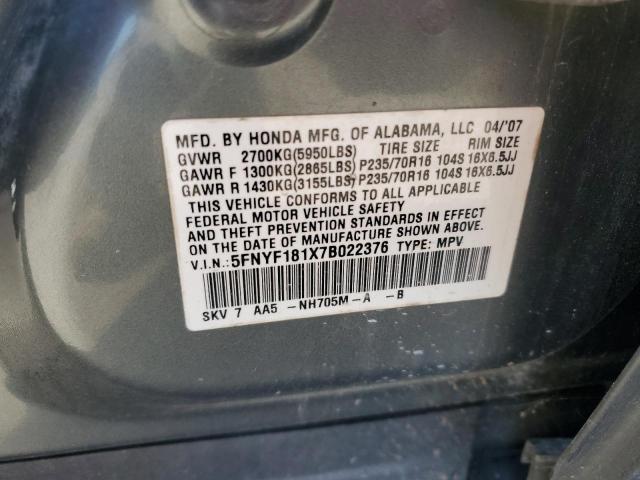 2007 HONDA PILOT LX #3292323346