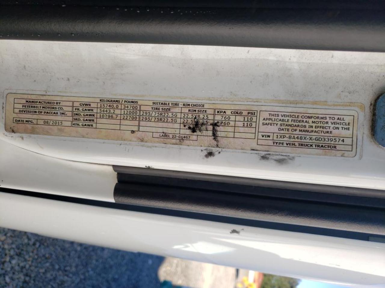 Lot #3279529271 2016 PETERBILT 579