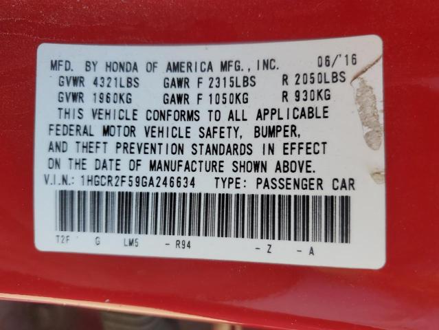 2016 HONDA ACCORD SPORT - 1HGCR2F59GA246634