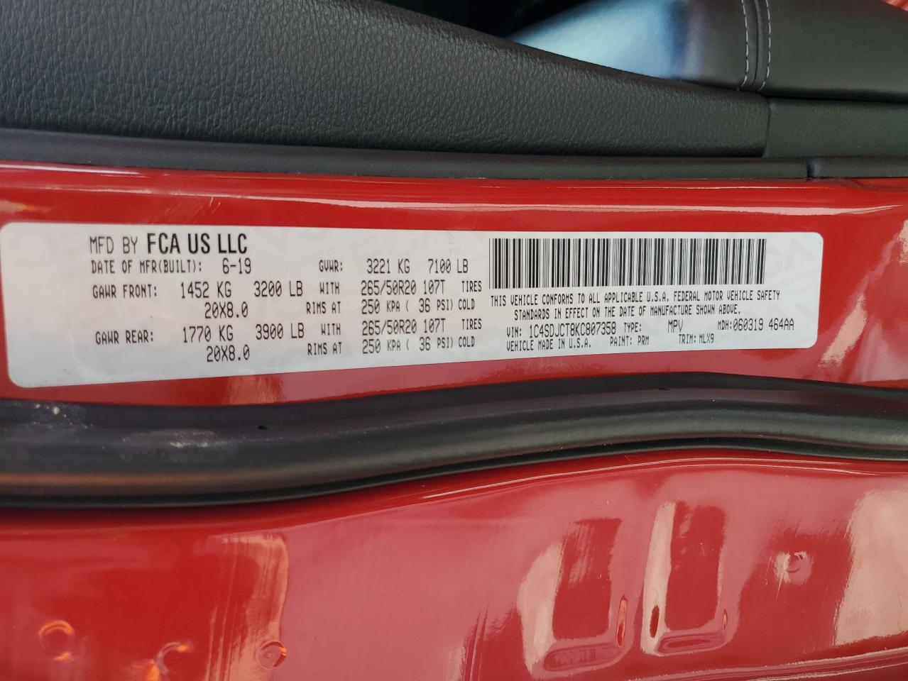 Lot #3318995338 2019 DODGE DURANGO R/