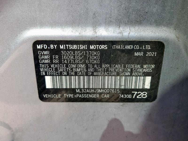 2021 MITSUBISHI MIRAGE ES ML32AUHJ9MH007615