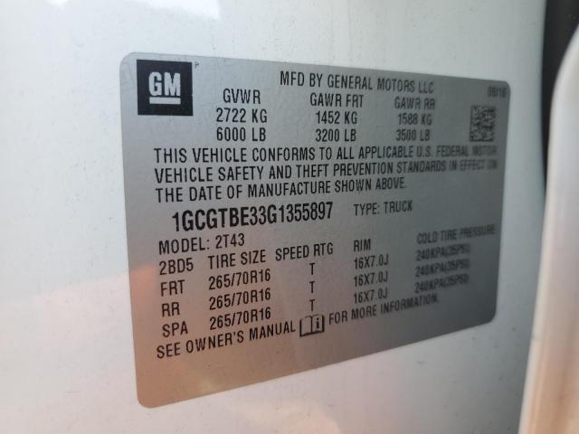 2016 CHEVROLET COLORADO 1GCGTBE33G1355897