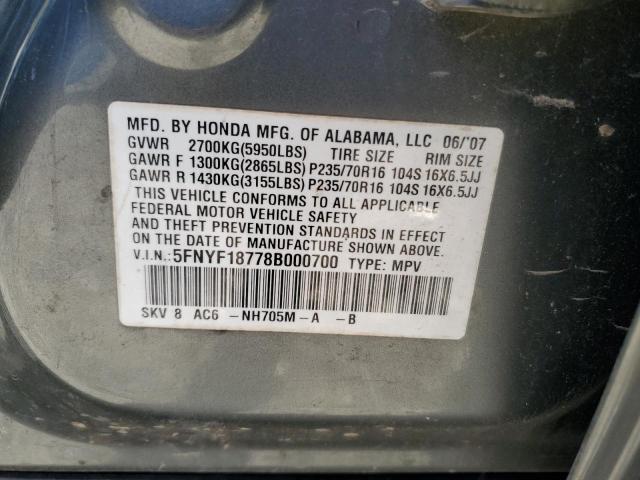 2008 HONDA PILOT EXL #3304575436