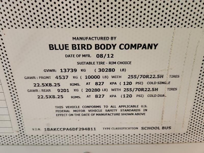 2013 BLUE BIRD SCHOOL BUS #3304658920