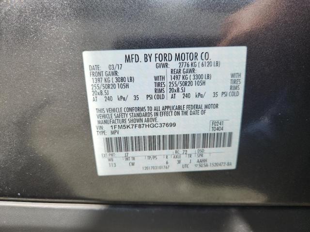 2017 FORD EXPLORER L 1FM5K7F87HGC37699