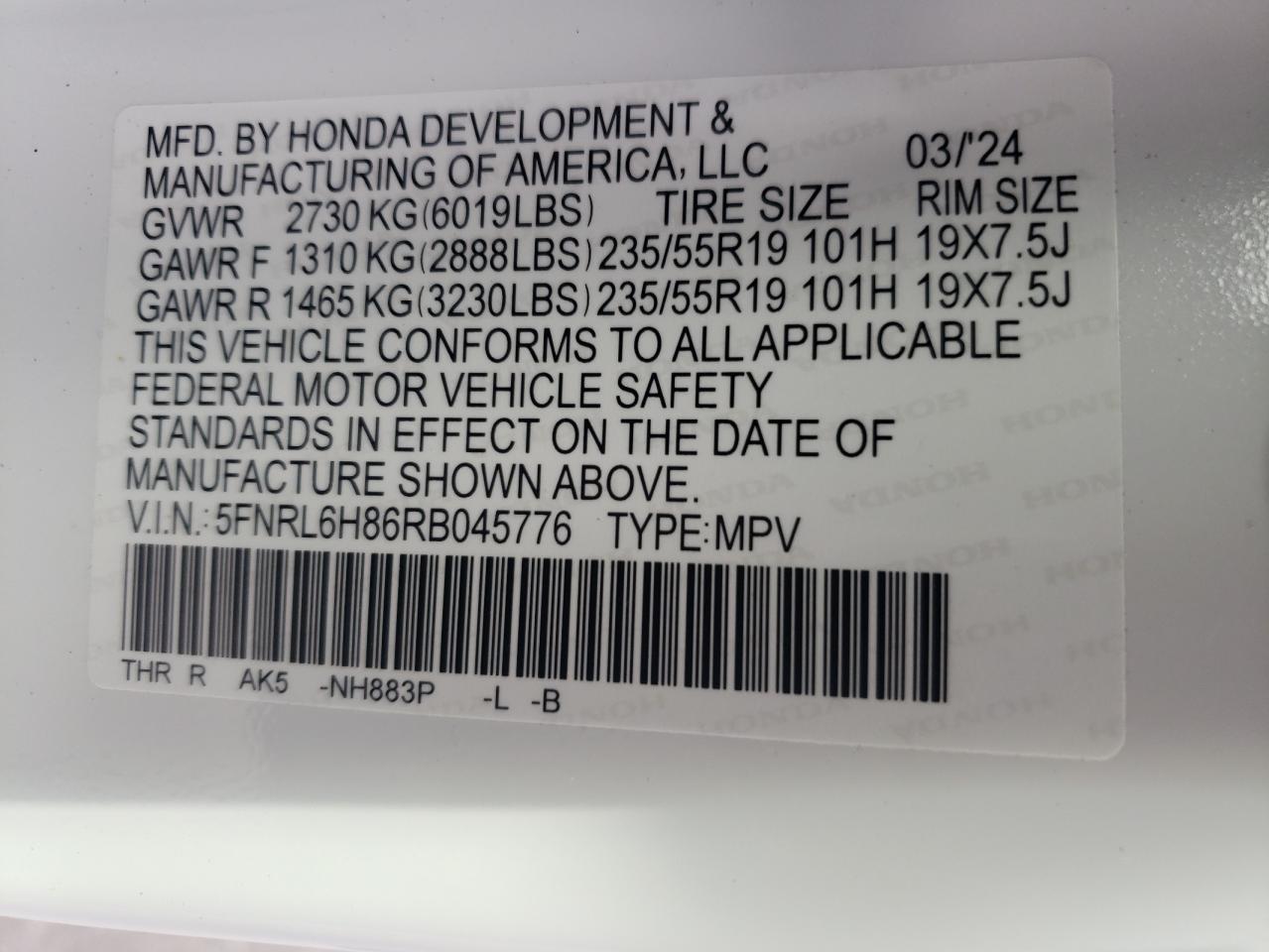 HONDA ODYSSEY TOURING