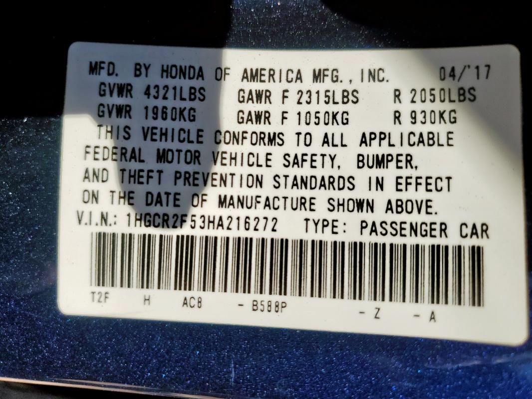 2017 HONDA ACCORD SPO 1HGCR2F53HA216272