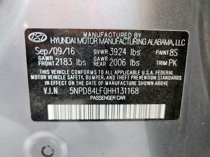 2017 HYUNDAI ELANTRA SE 5NPD84LF0HH131168