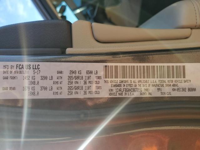 2017 JEEP GRAND CHEROKEE LIMITED #3301614636