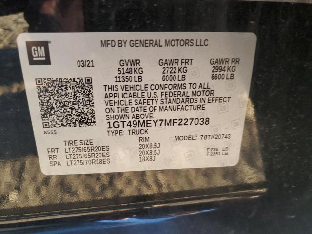 2021 GMC SIERRA K25 1GT49MEY7MF227038
