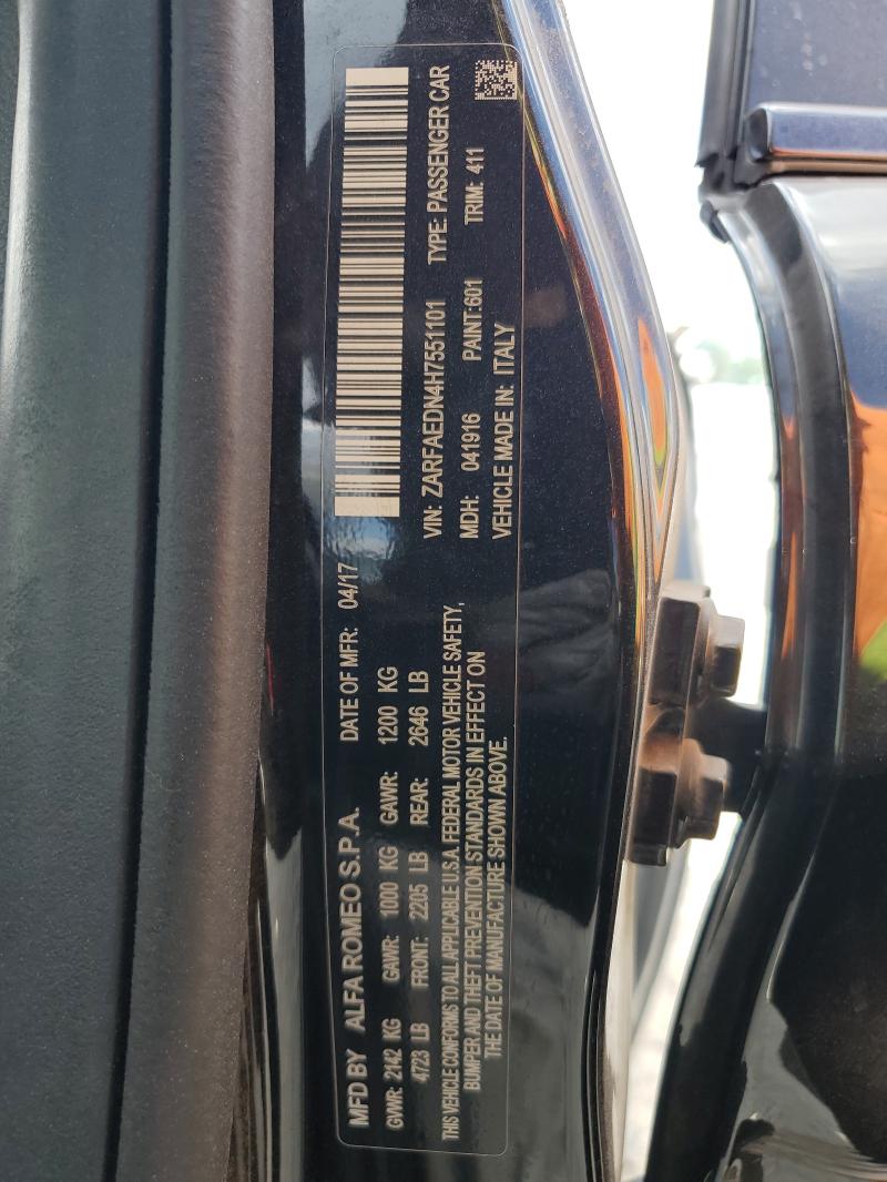 2017 ALFA ROMEO GIULIA Q4 ZARFAEDN4H7551101