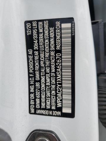 2021 PORSCHE TAYCAN TUR WP0AC2Y1XMSA62670