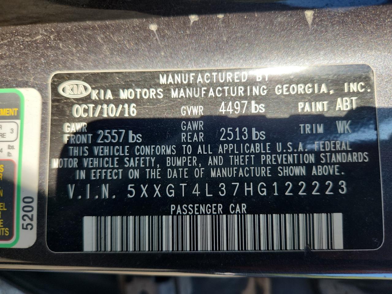 Lot #3301940428 2017 KIA OPTIMA LX