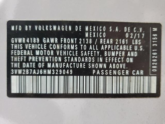 2017 VOLKSWAGEN JETTA S 3VW2B7AJ6HM329049