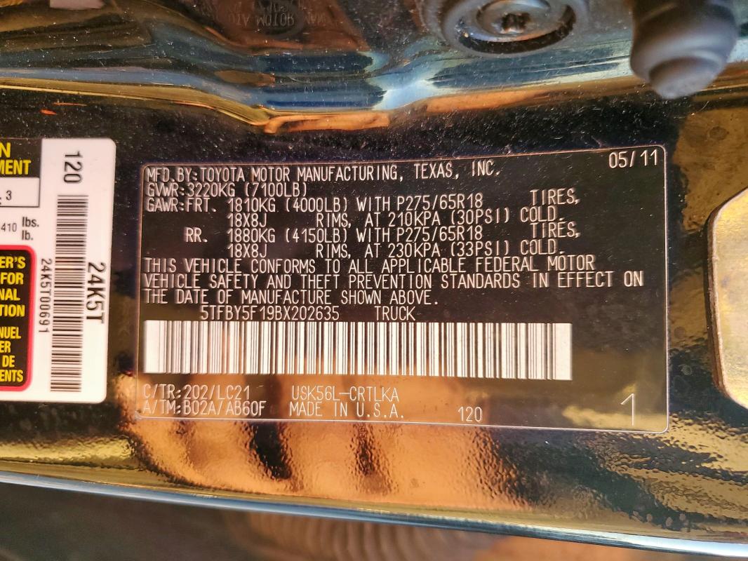2011 TOYOTA TUNDRA DOU - 5TFBY5F19BX202635