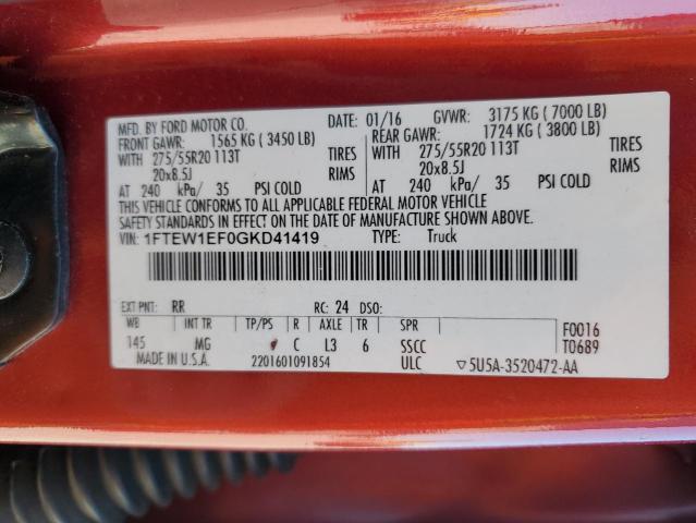 2016 FORD F150 SUPER - 1FTEW1EF0GKD41419