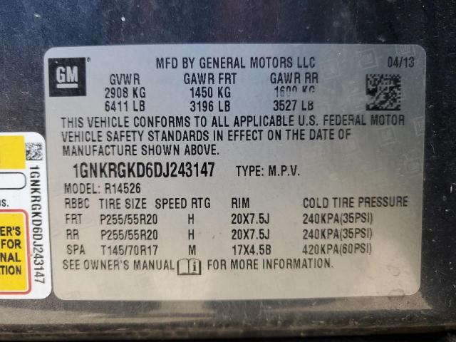 2013 CHEVROLET TRAVERSE L #3266809938