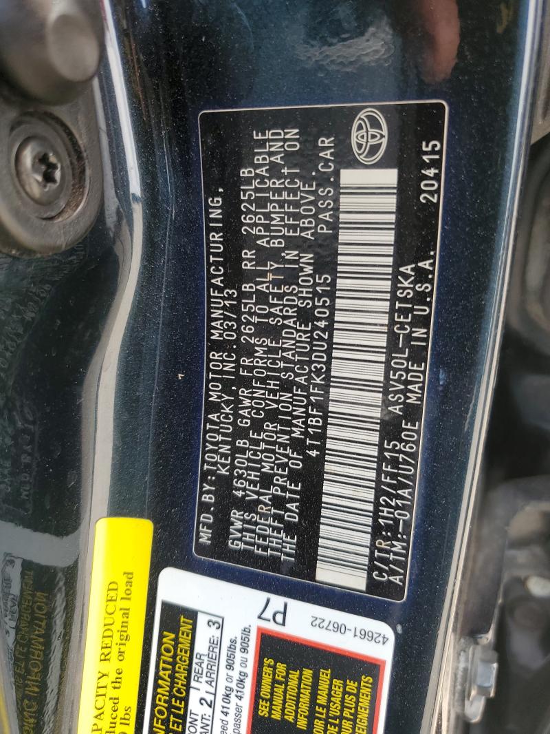 2013 TOYOTA CAMRY L - 4T1BF1FK3DU240515