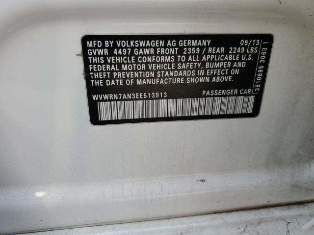 2014 VOLKSWAGEN CC LUXURY - WVWRN7AN3EE513913