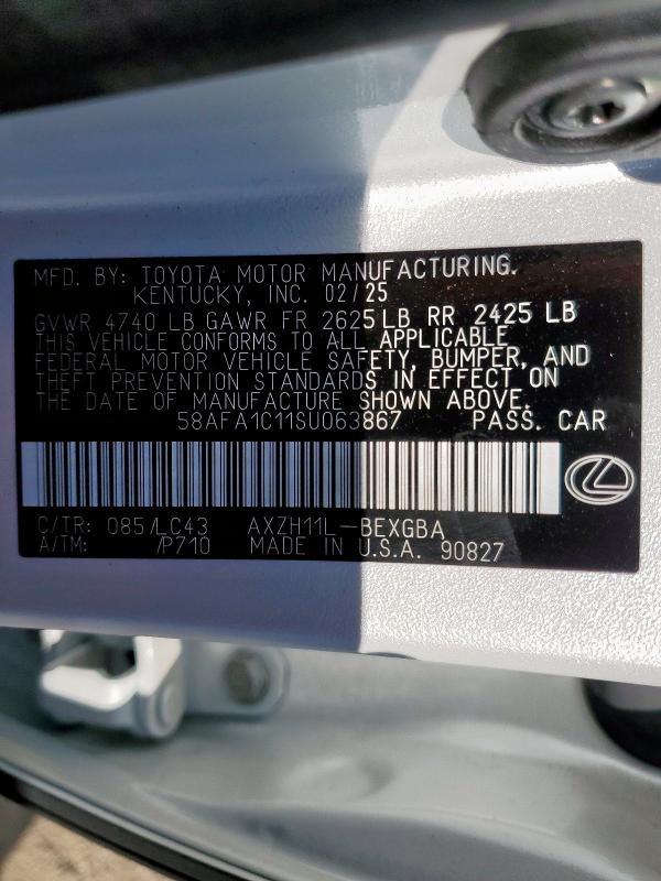 2025 LEXUS ES 300H BA - 58AFA1C11SU063867