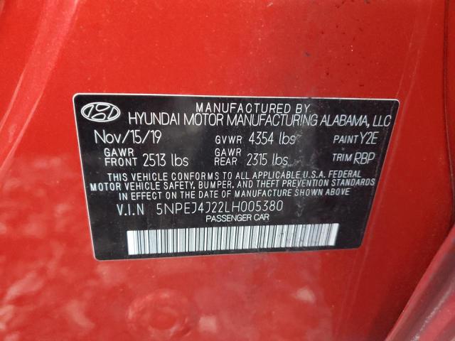 2020 HYUNDAI SONATA SEL 5NPEJ4J22LH005380