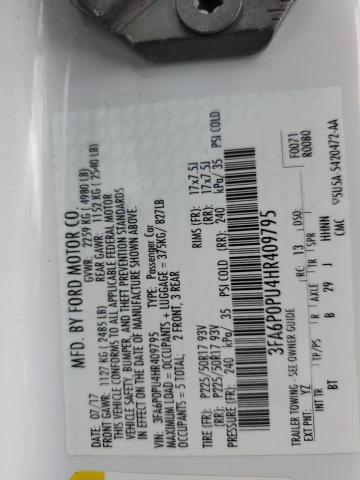 2017 FORD FUSION SE PHEV 3FA6P0PU4HR409795