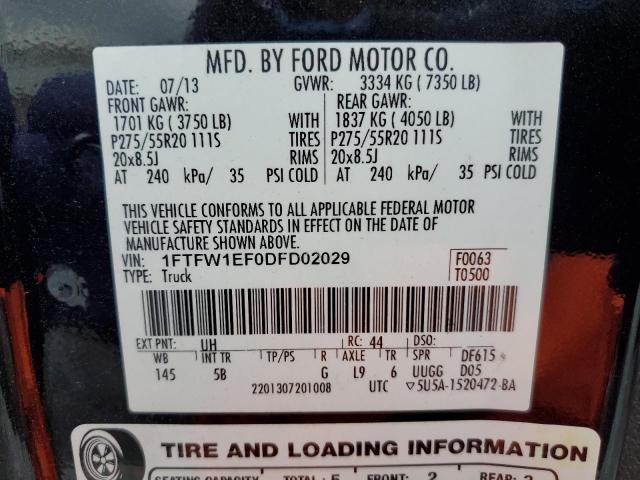 2013 FORD F150 SUPER - 1FTFW1EF0DFD02029
