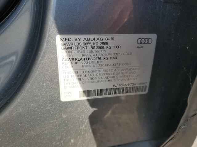 2016 AUDI Q5 PREMIUM WA1D7AFP7GA139967