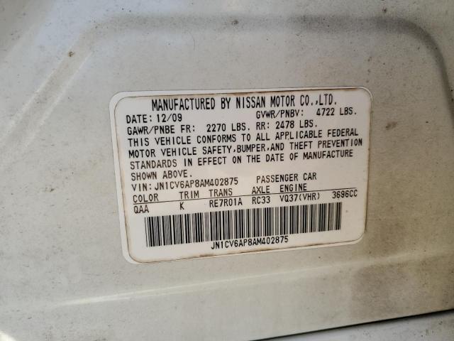 2010 INFINITI G37 BASE - JN1CV6AP8AM402875