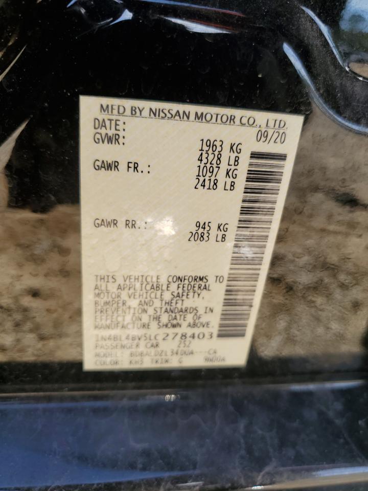 Lot #3309607566 2020 NISSAN ALTIMA S