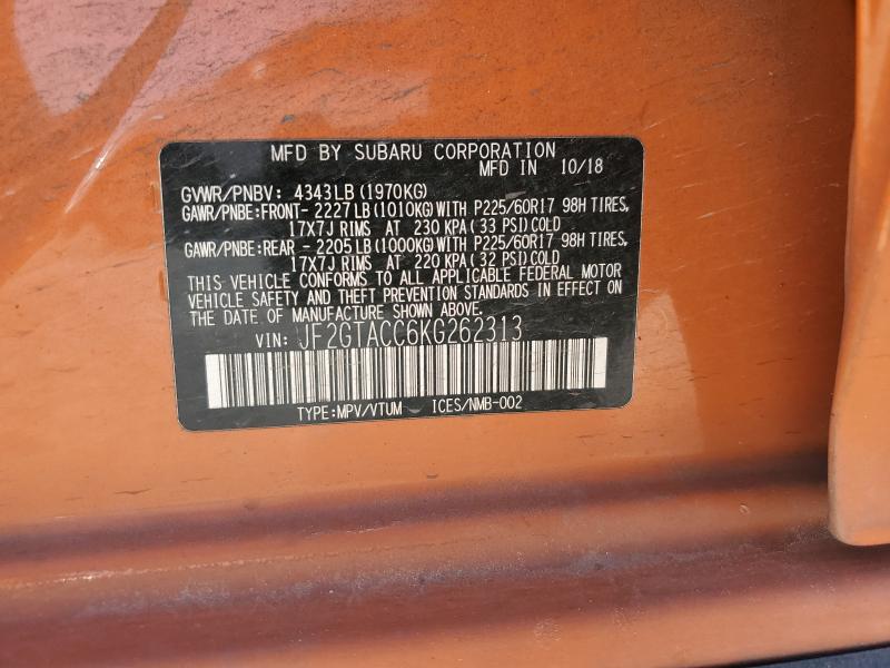 2019 SUBARU CROSSTREK - JF2GTACC6KG262313