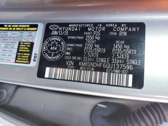 2016 HYUNDAI SANTA FE S - KM8SNDHF6GU137596