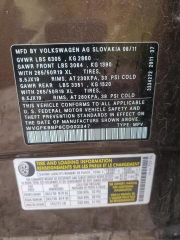 2012 VOLKSWAGEN TOUAREG V6 #3284880021