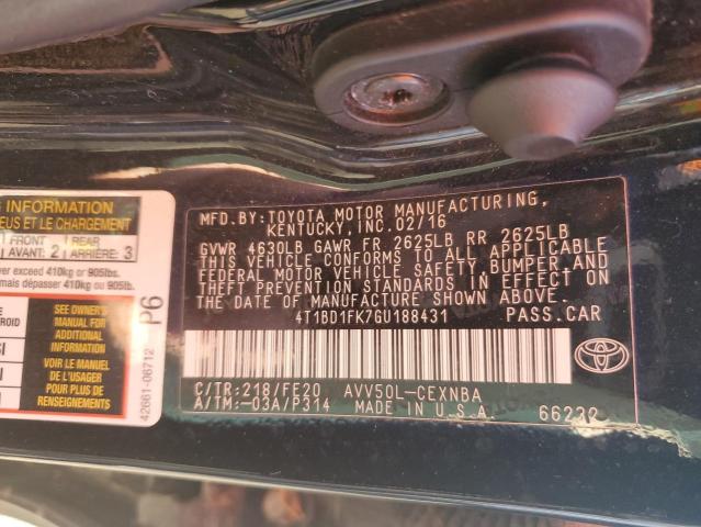 2016 TOYOTA CAMRY HYBR 4T1BD1FK7GU188431