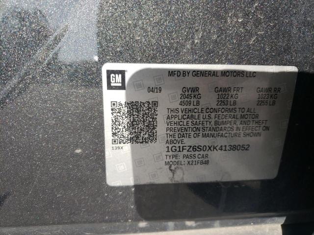 2019 CHEVROLET BOLT EV PR 1G1FZ6S0XK4138052