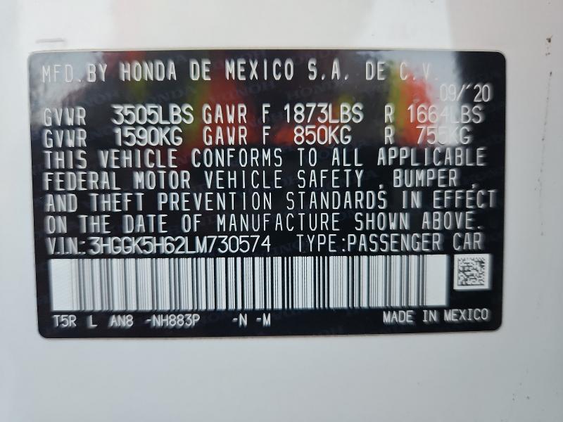 2020 HONDA FIT SPORT #3292289264