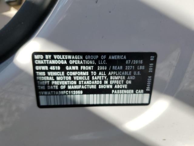 2015 VOLKSWAGEN PASSAT S 1VWAT7A38FC112059